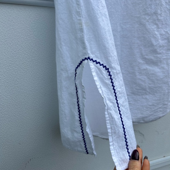 Vineyard Vines Tunic Dress Embroidered Sz S 100% Cotton White/Navy Nautical - Picture 7 of 13